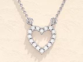 0.24 TCW Round Moissanite Diamond Heart Shaped Pendent Necklace