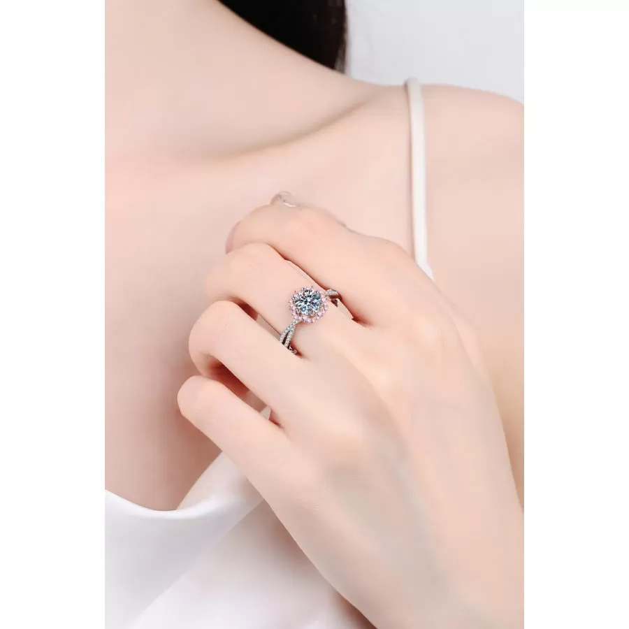 1 Carat Moissanite Flower-Shaped Crisscross Ring