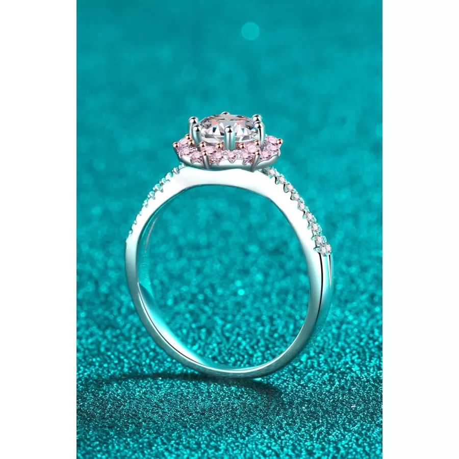 1 Carat Moissanite Flower-Shaped Crisscross Ring