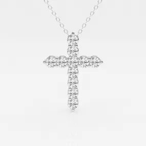 1.0 TCW Round Moissanite Diamond Cross Necklace