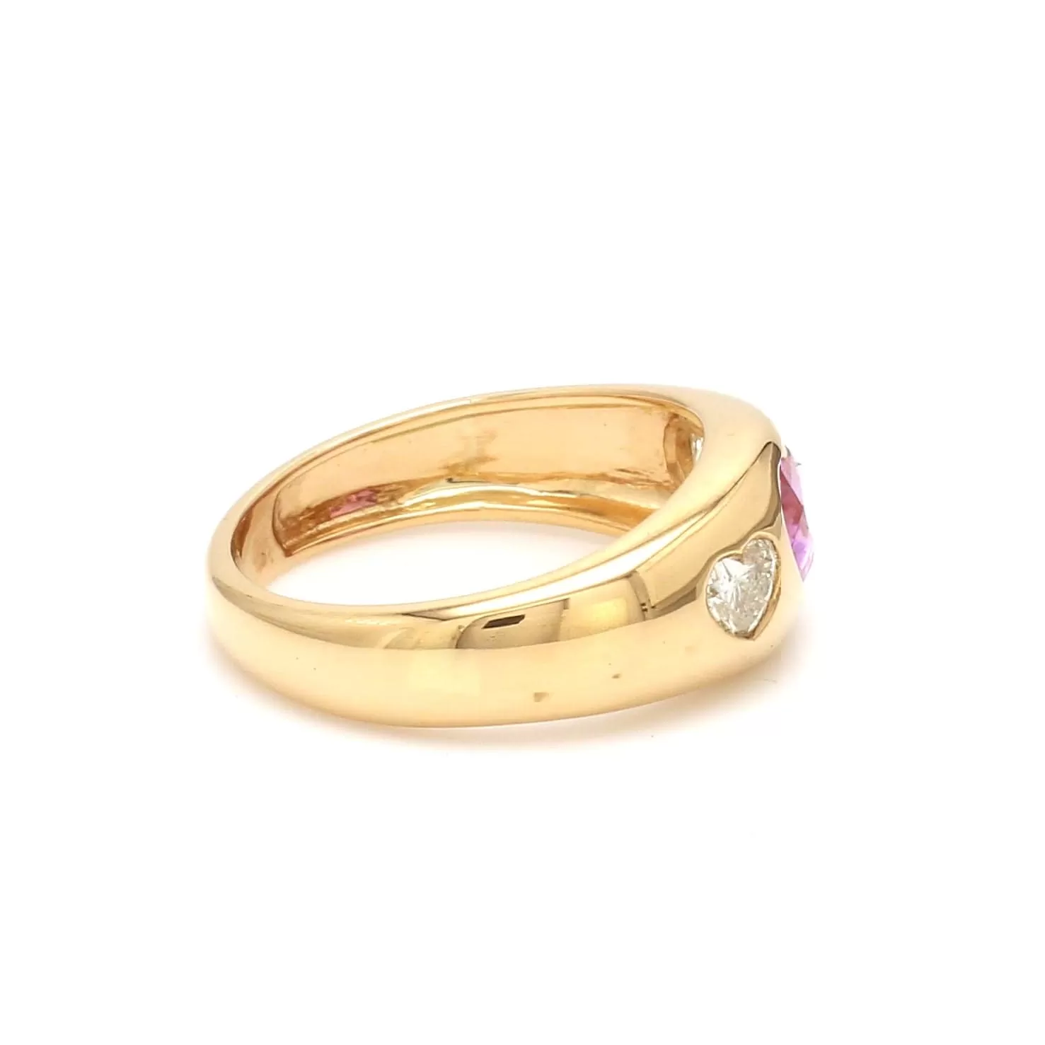 14K & 18K Gold Heart Pink Sapphire & Diamond Dome Ring