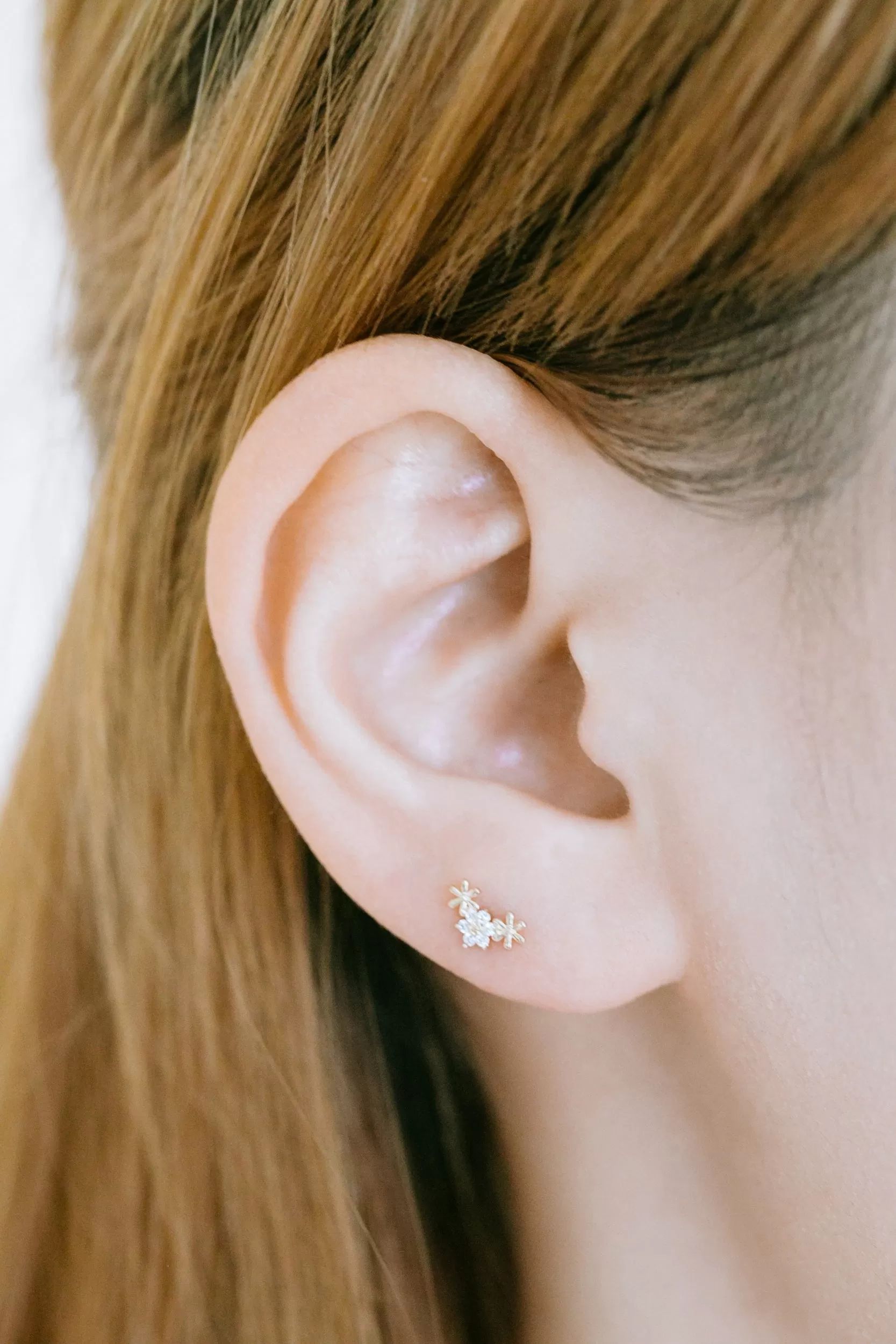 14k Gold Jewelry Spring Flower Barbell Ear Stud Piercing