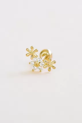 14k Gold Jewelry Spring Flower Barbell Ear Stud Piercing