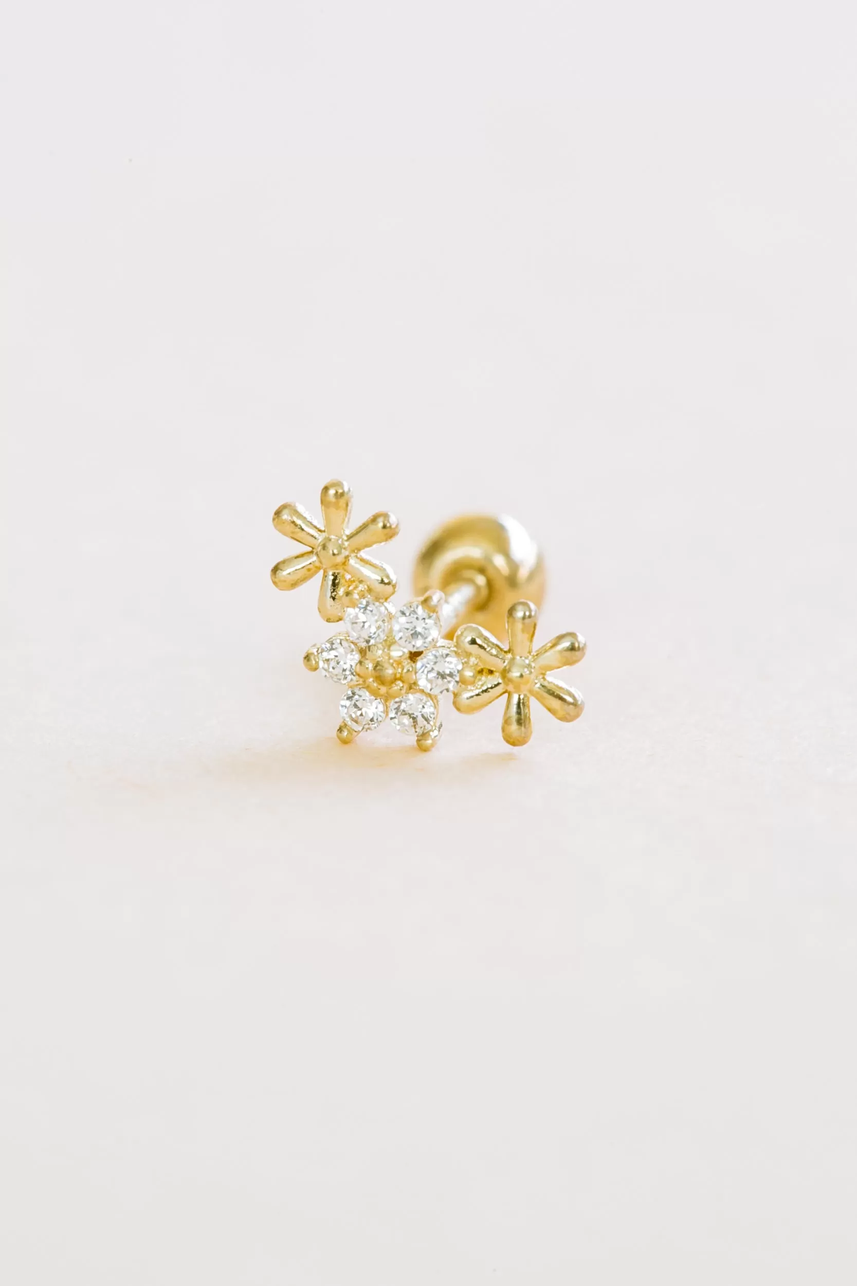 14k Gold Jewelry Spring Flower Barbell Ear Stud Piercing