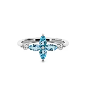 14k White Gold 0.50ct ttw Topaz & Diamond Flower Ring