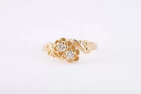 14k Yellow Gold 0.12tcw Diamond Flower Ring Size 6.5 (2.70g.)