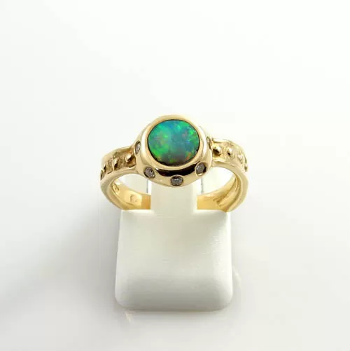 14kt Gold Australian Opal Diamond Ring