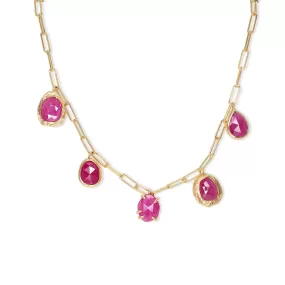 18K Five Stone Necklace in Ruby