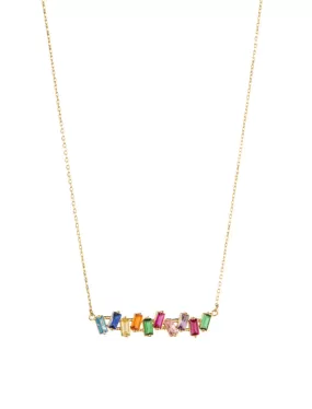 18K Gold Baguette Burst Necklace