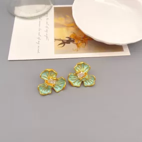 18K Gold Plated Vintage Flower Unique Earrings