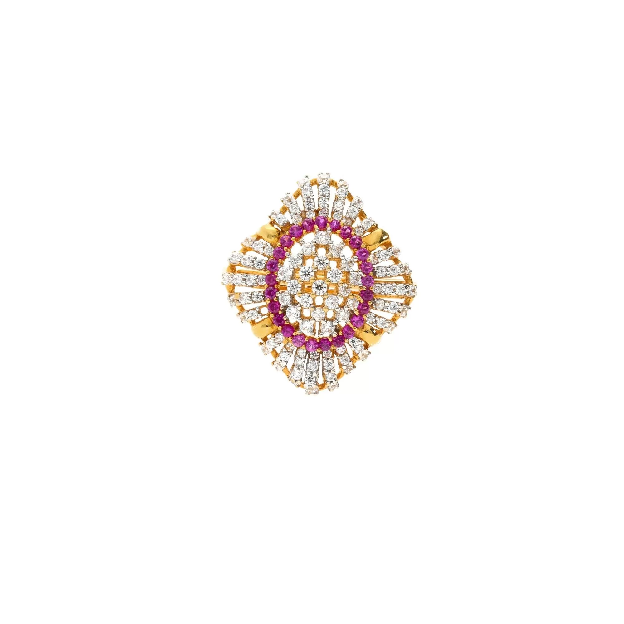 22K Gold & Gemstone Delicate Peacock Ring