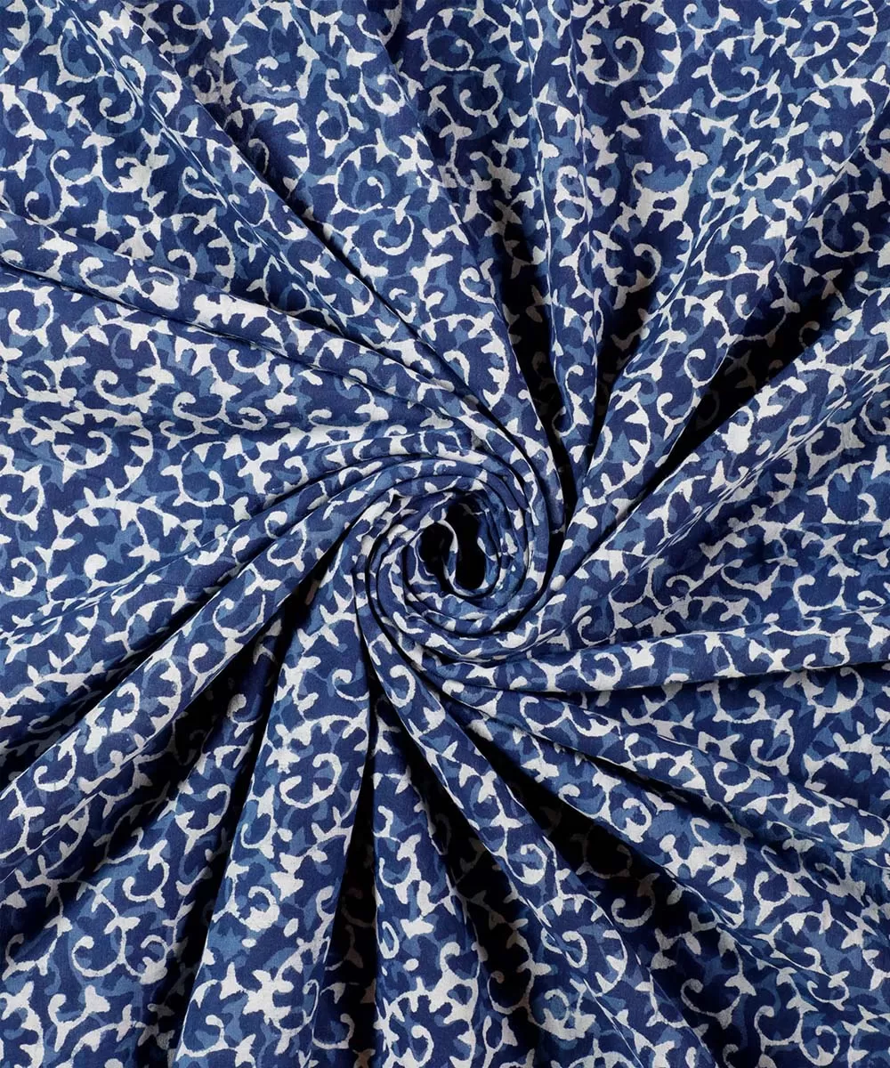 2.5 m Indigo handblock printed cotton kurta material