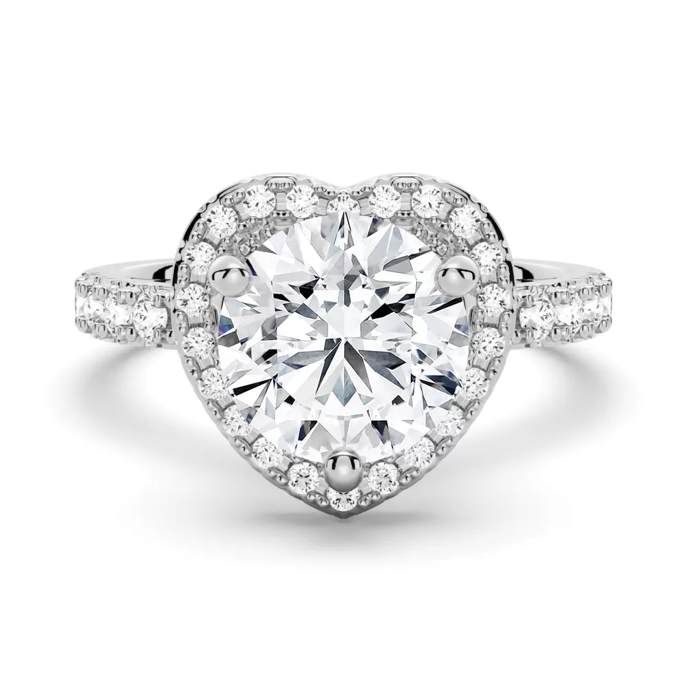 3 CT. Brilliant Heart Moissanite Halo Engagement Ring