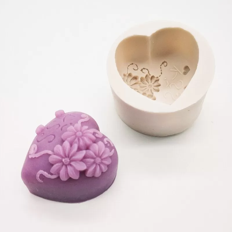 3D Silicone Soap Mold Heart Love Rose Flower