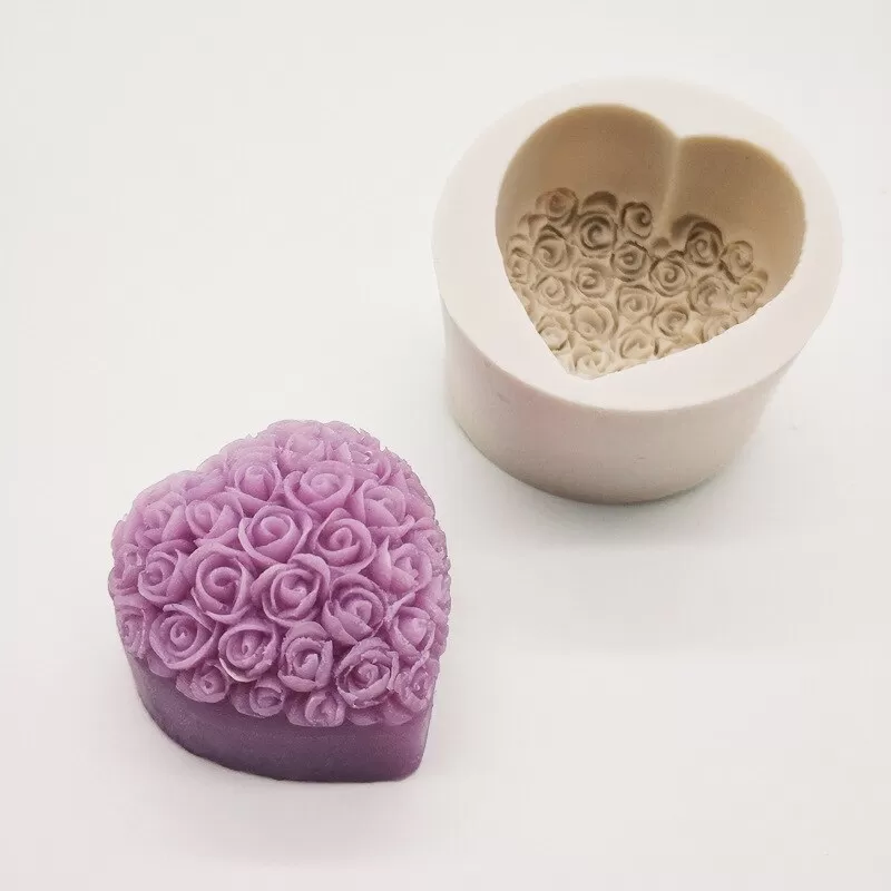 3D Silicone Soap Mold Heart Love Rose Flower