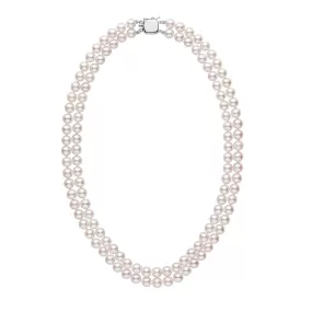 6.5-7.0 mm 18-inch Double-Strand White Akoya AA  Pearl Necklace