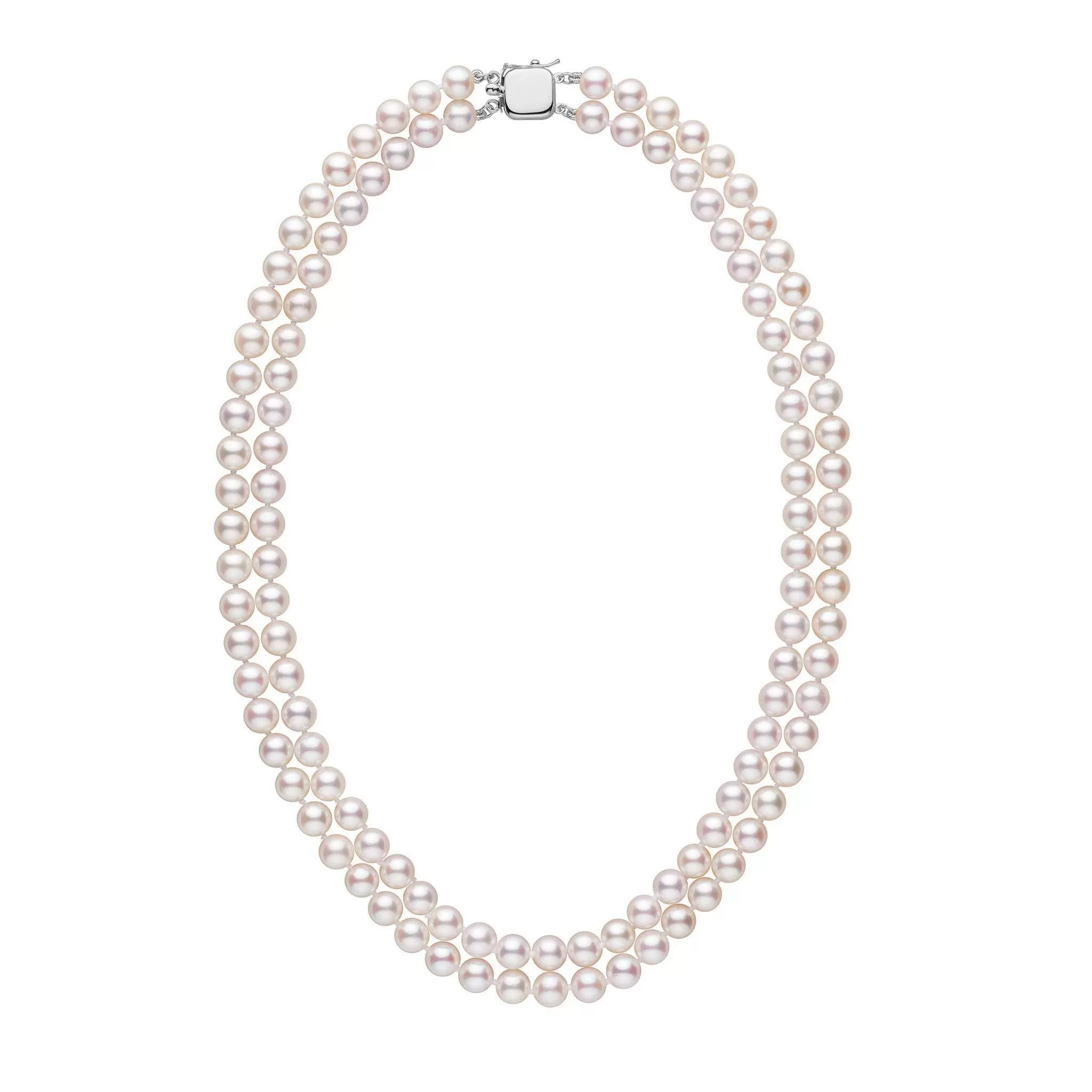 6.5-7.0 mm 18-inch Double-Strand White Akoya AA  Pearl Necklace