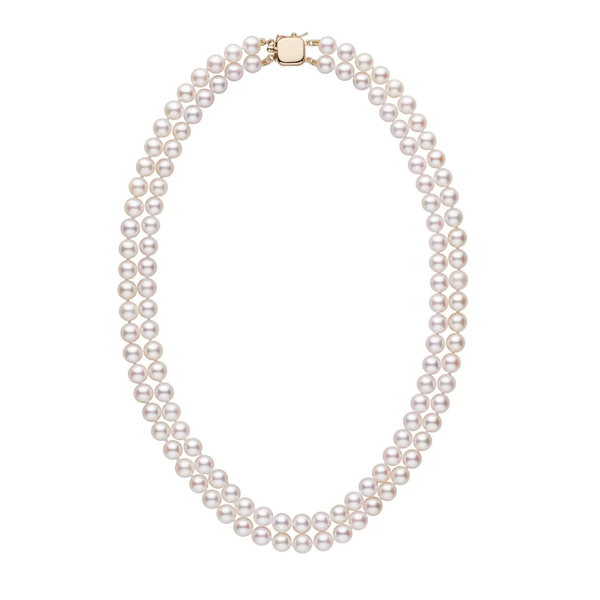 6.5-7.0 mm 18-inch Double-Strand White Akoya AA  Pearl Necklace