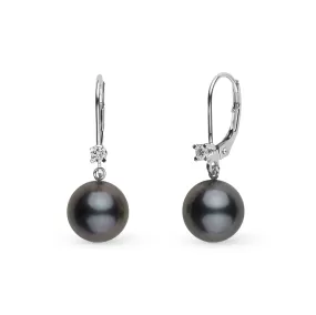 9.0-10.0 mm Tahitian Pearl and Diamond Harmony Earrings