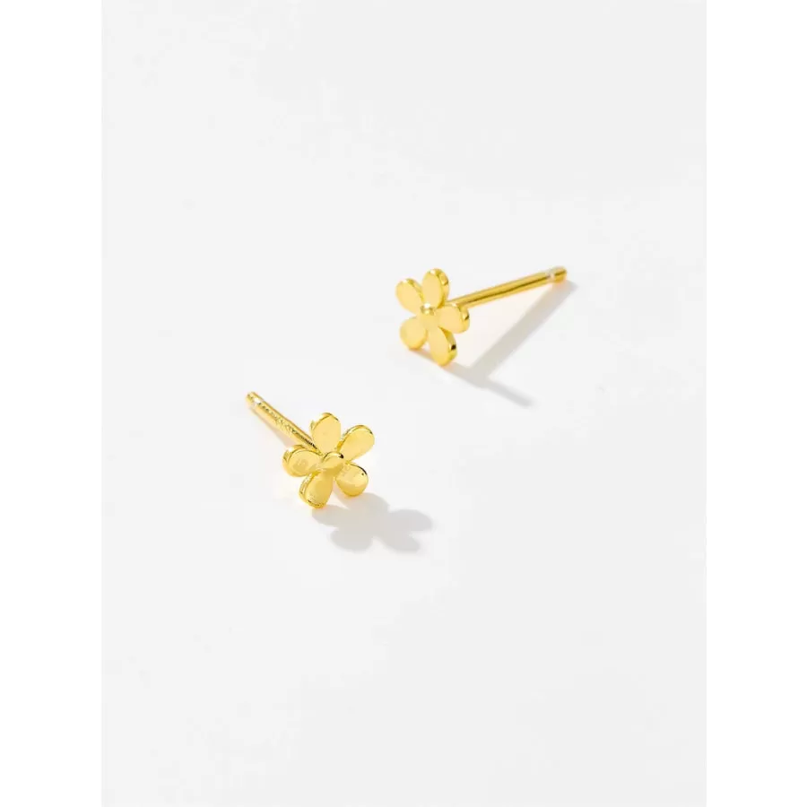 925 Sterling Silver Flower Shape Stud Earrings