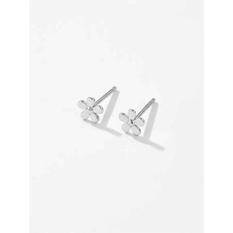 925 Sterling Silver Flower Shape Stud Earrings