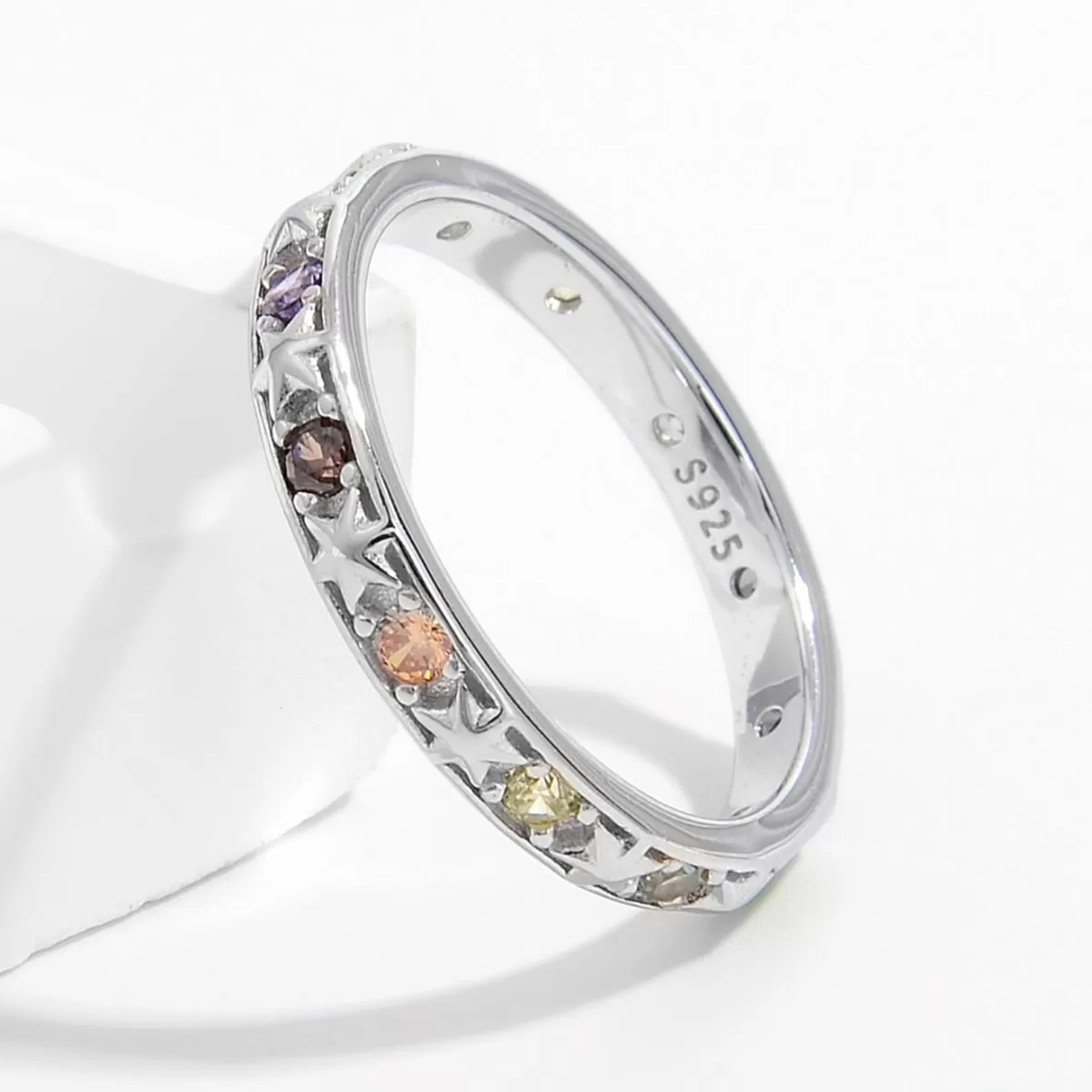 925 Sterling Silver Inlaid Zircon Ring