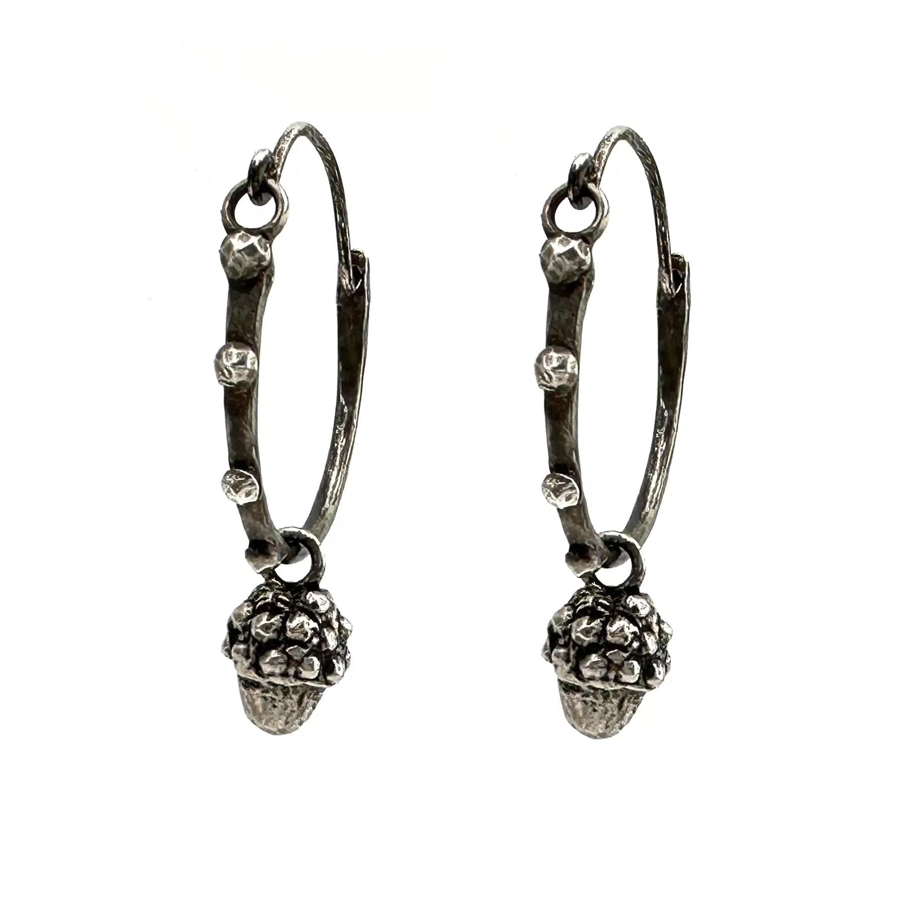 ACORN RIVETED Midi Hoops - Silver