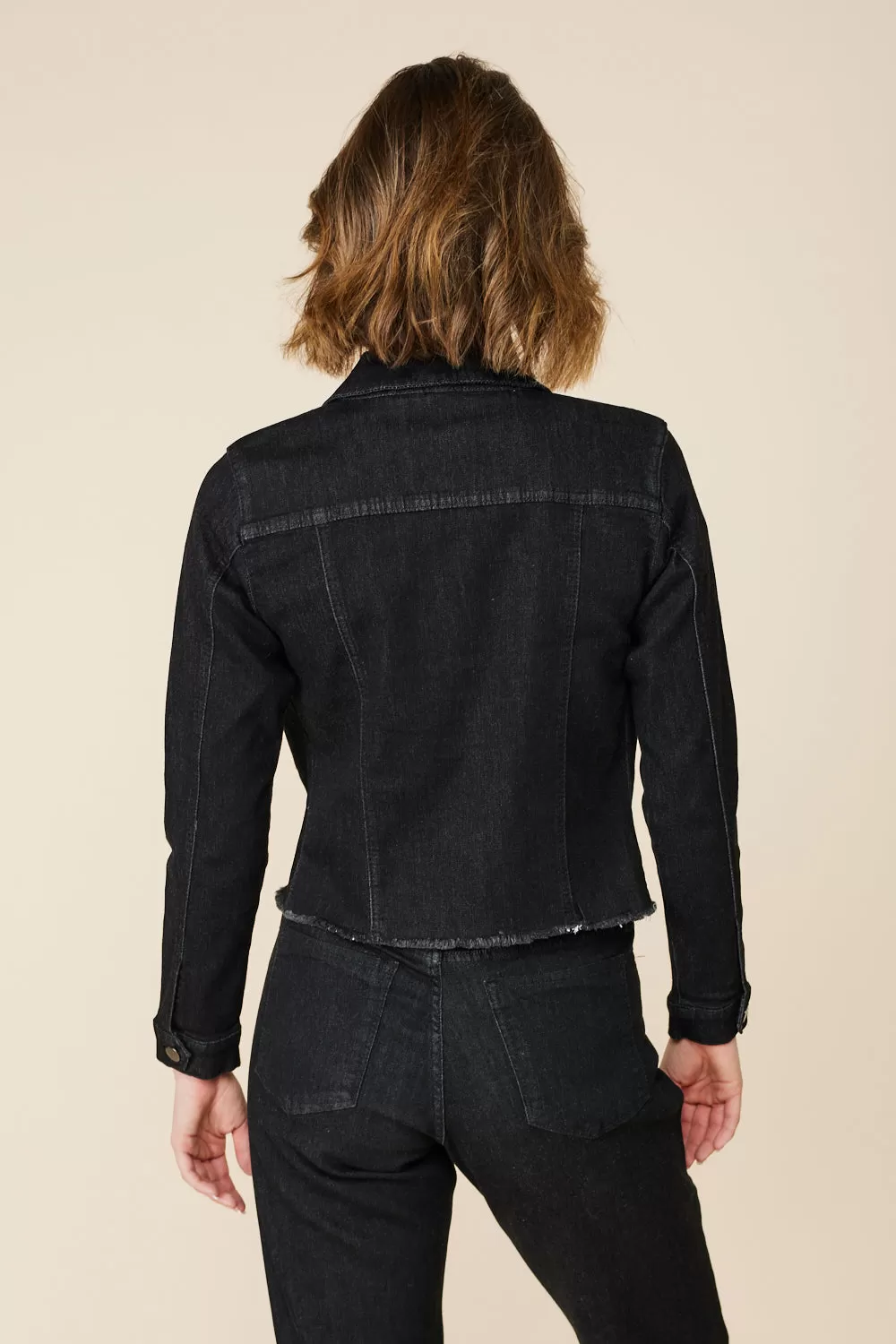 Adrift Cropped Denim Jacket in Black