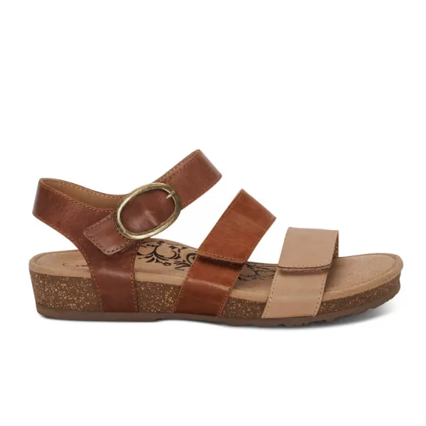 Aetrex Women's Lilly Adjustable Quarter Strap Sandal Walnut