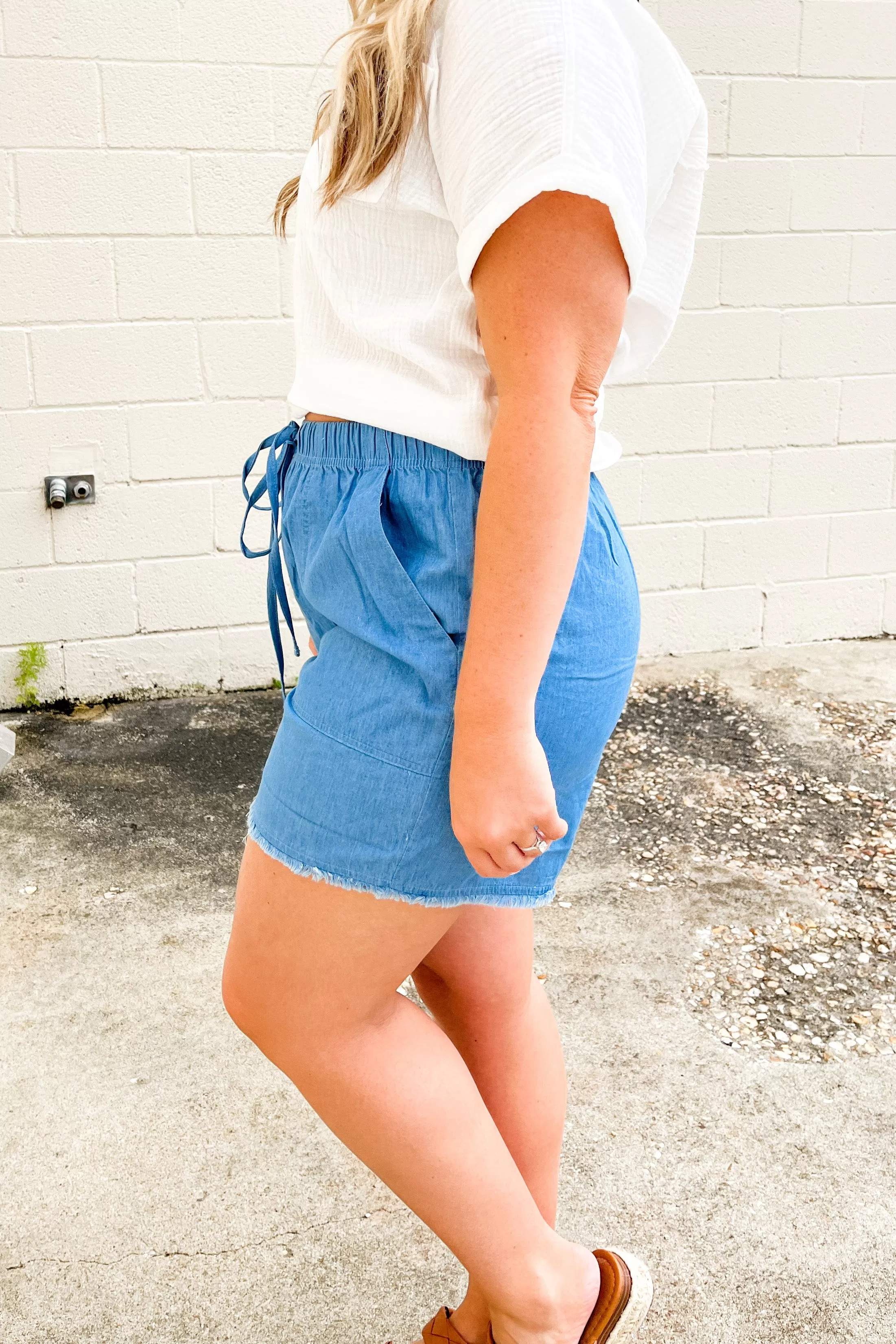 All The Above Denim Fray Shorts