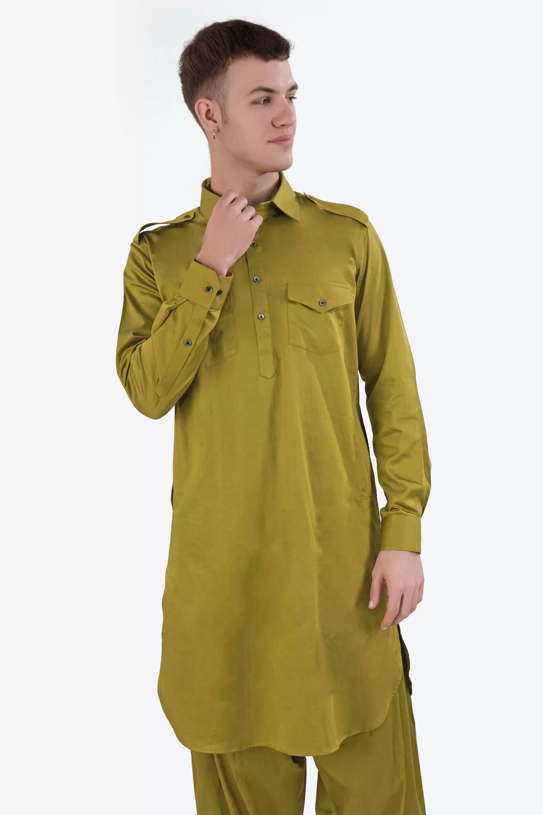 Alpine Green Subtle Sheen Super Soft Premium Cotton Pathani