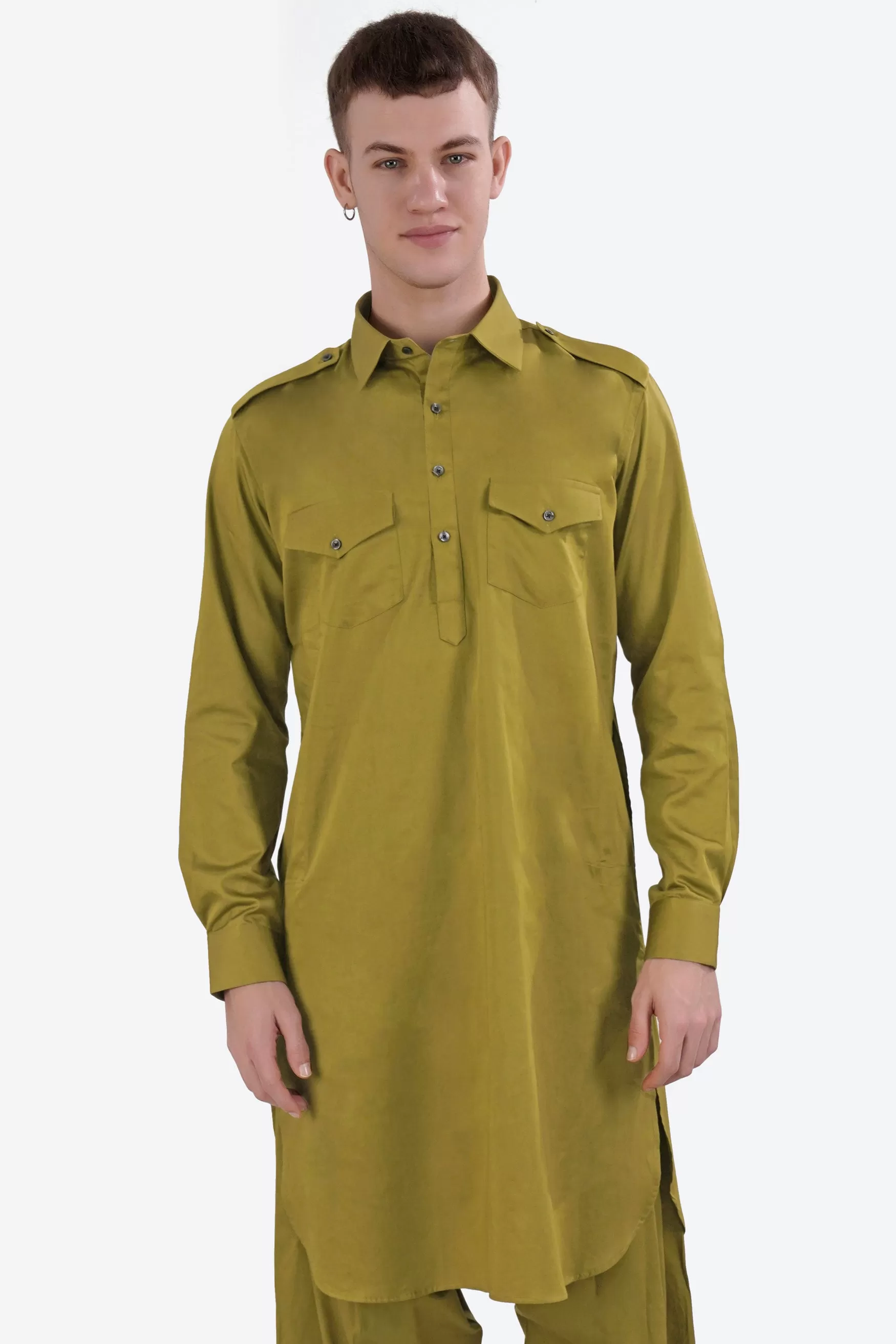 Alpine Green Subtle Sheen Super Soft Premium Cotton Pathani