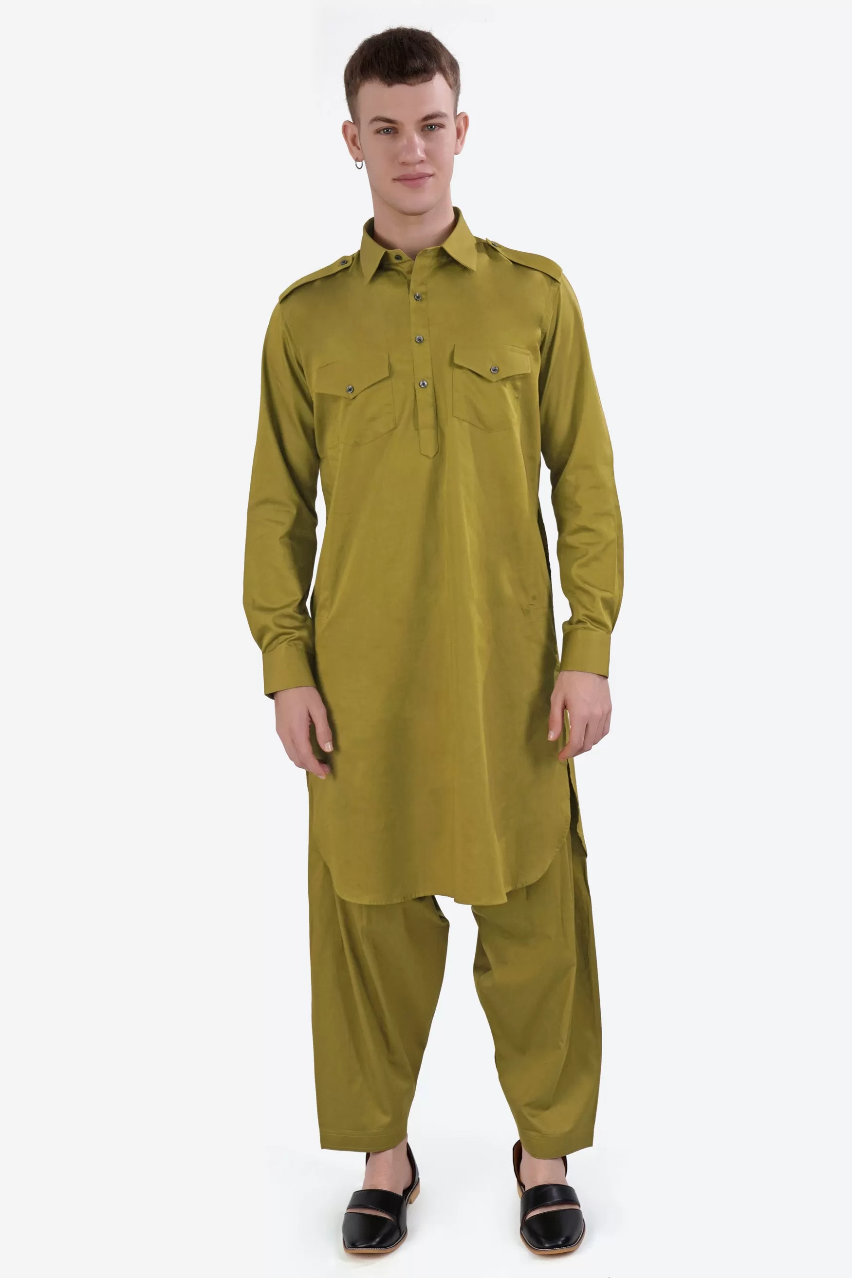 Alpine Green Subtle Sheen Super Soft Premium Cotton Pathani