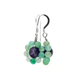 Amethyst & Chrysoprase Flower Earrings with Sterling Silver Ear Wires