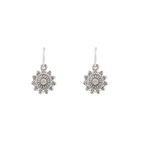 Antique Silver Sun Diamante Earrings