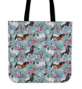 Appaloosa Horse Flower Linen Tote Bag