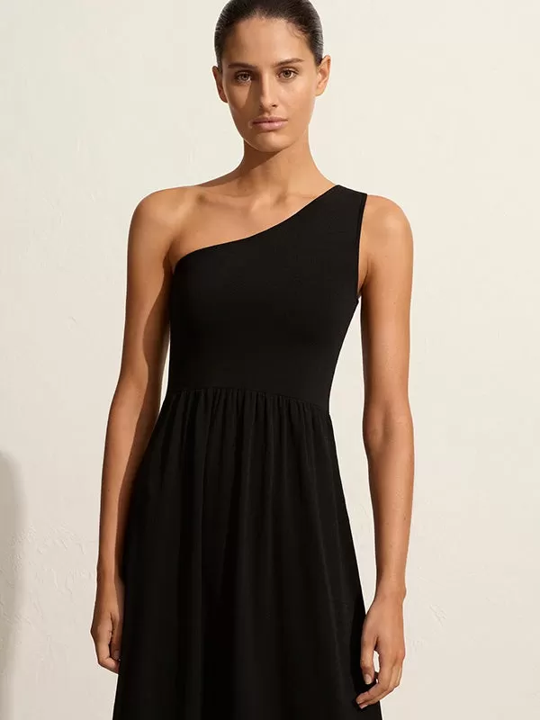 Asymmetric Knit Dress In Black