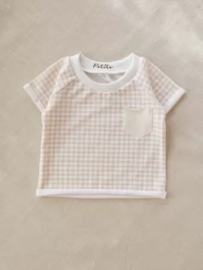 Baby t-shirt / tiny checkers - powder