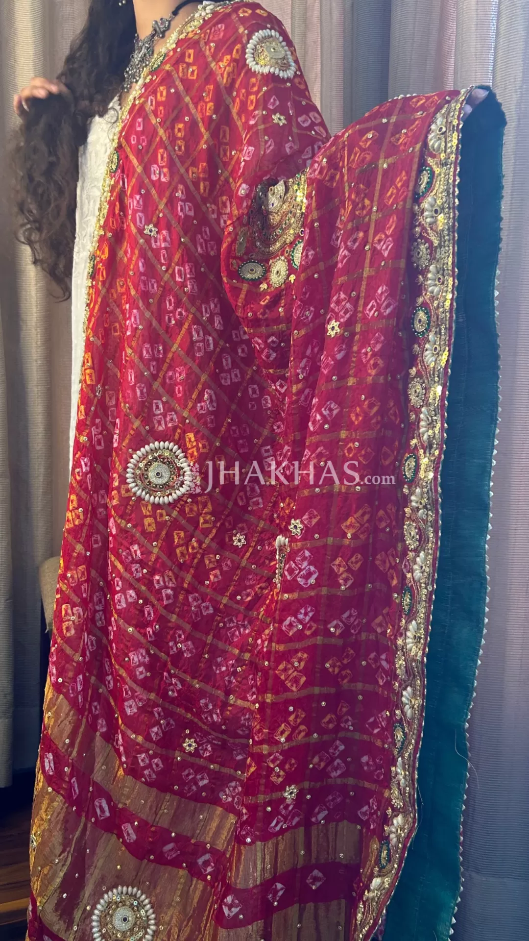 Bandhej Silk Red Marwadi Wedding Chunri