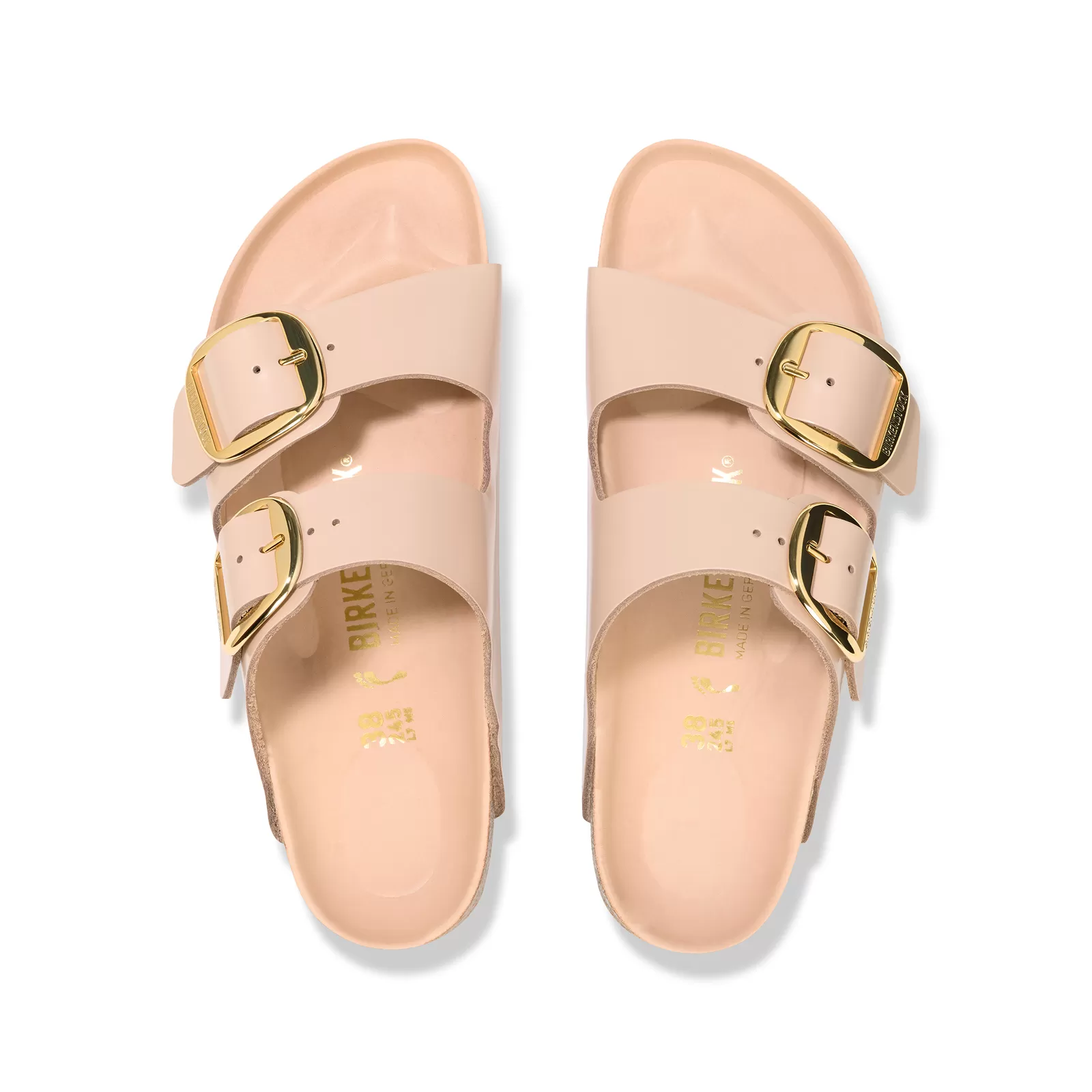 Birkenstock Arizona Big Buckle Narrow Slide Sandal (Women) - High Shine New Beige Leather