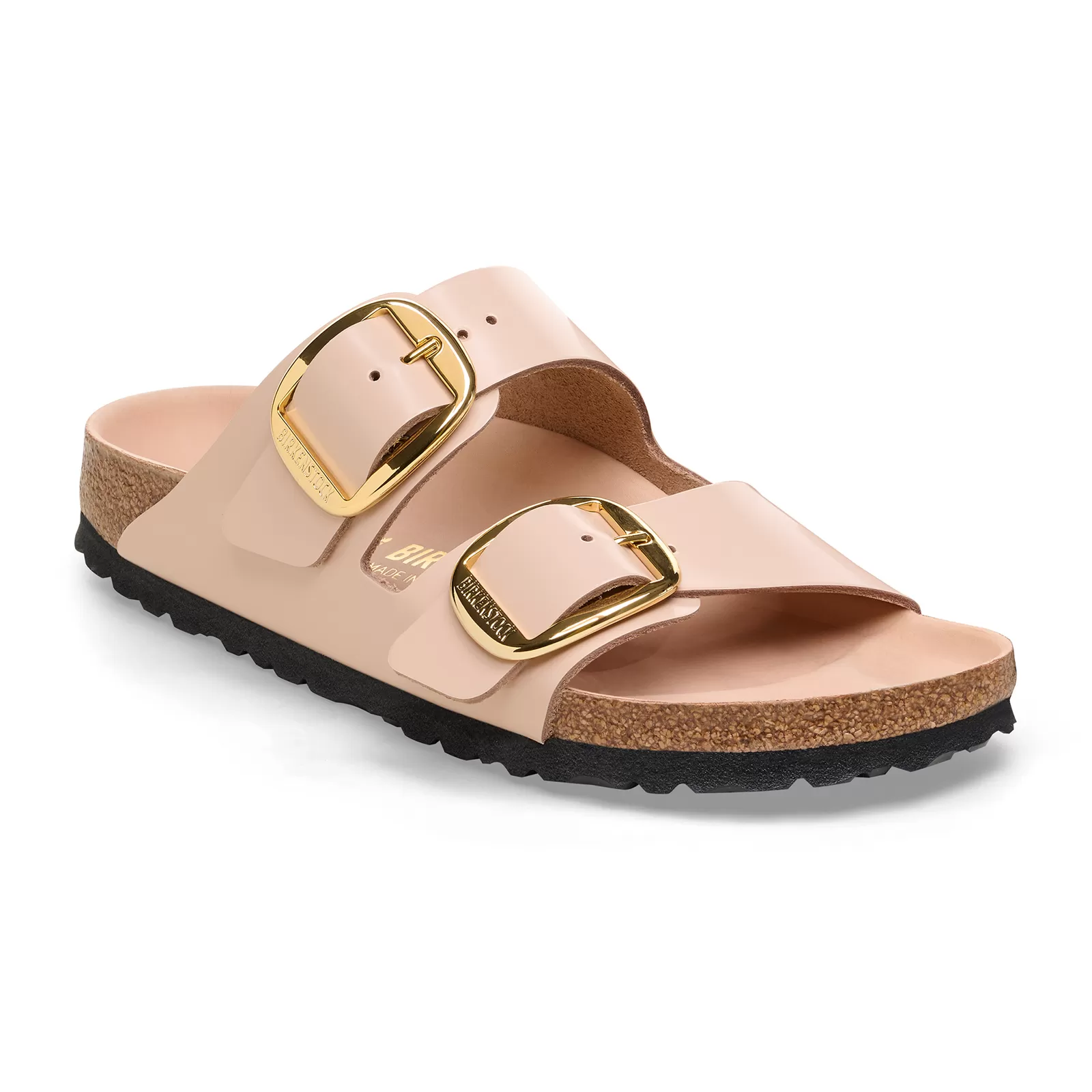 Birkenstock Arizona Big Buckle Narrow Slide Sandal (Women) - High Shine New Beige Leather