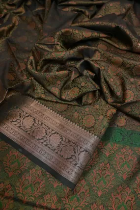 Black Color Tanchoi Banarasi with Zari Border