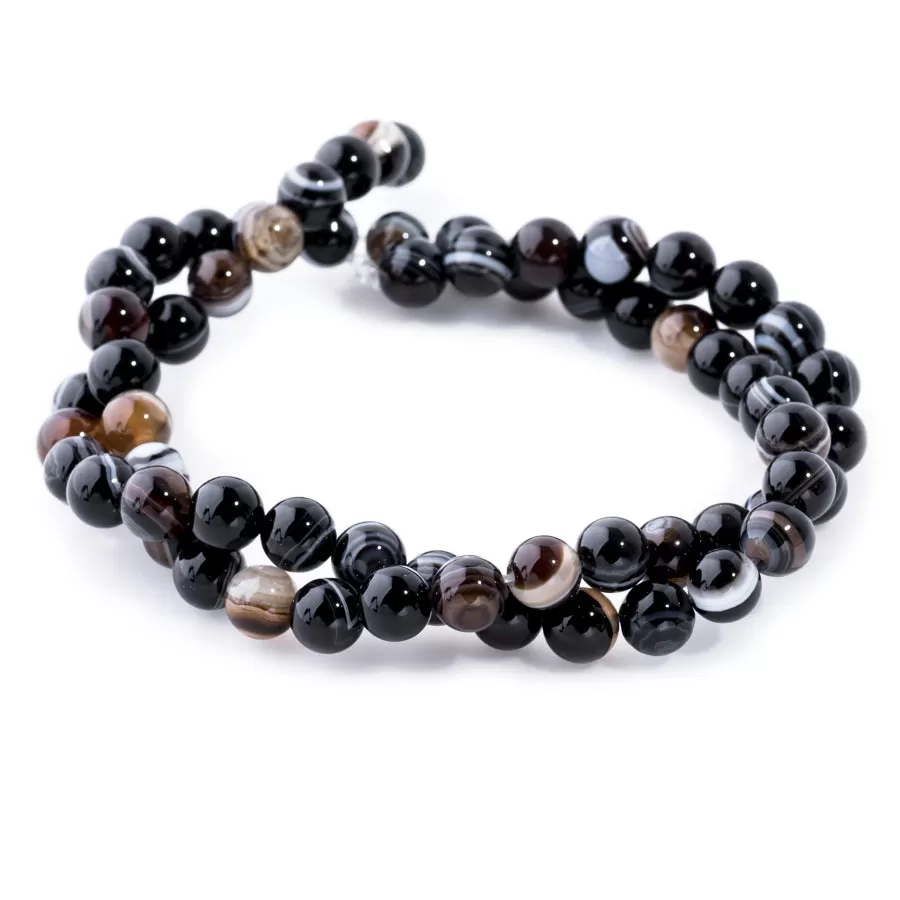 Black Eye Agate 6mm Round 15-16 Inch