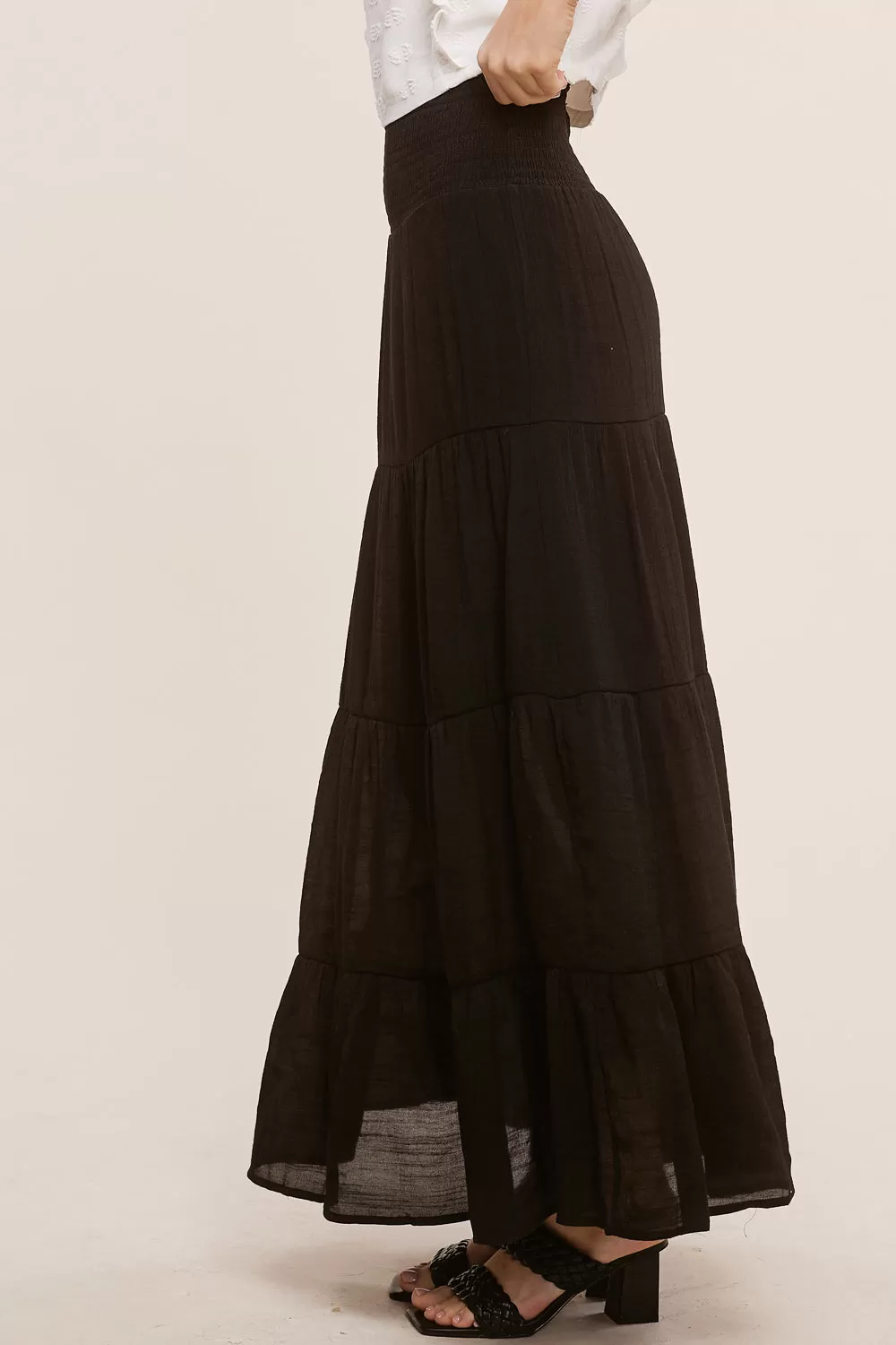 Black Tiered Maxi Skirt