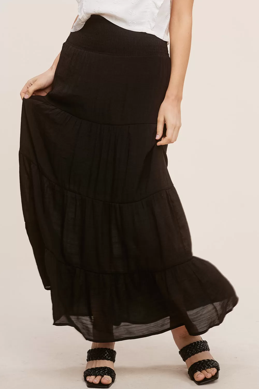 Black Tiered Maxi Skirt