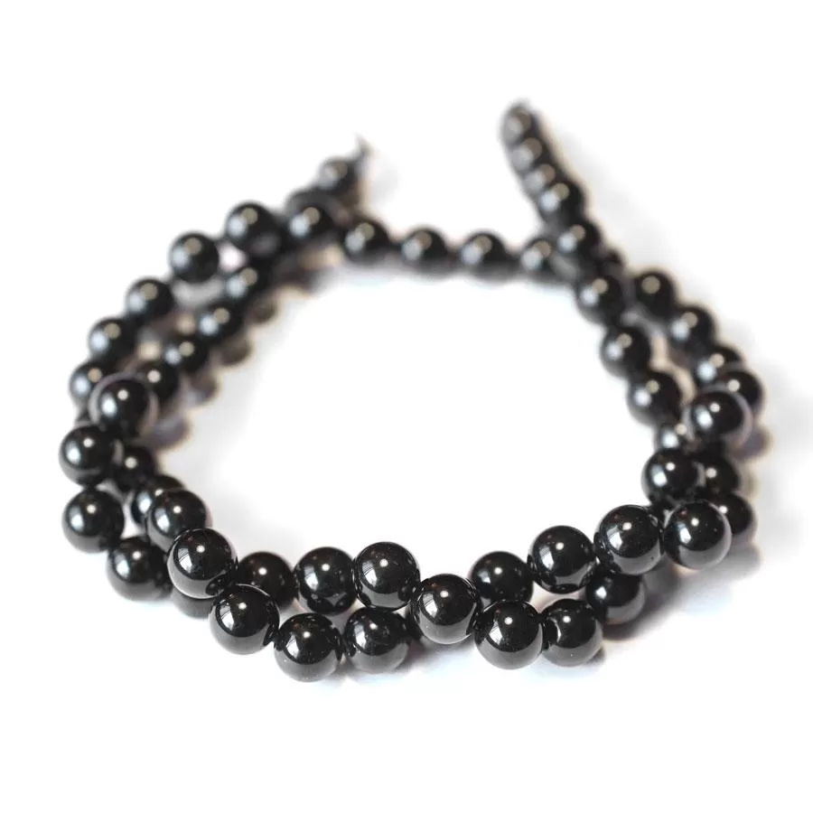 Black Tourmaline 6mm Round - 15-16 Inch