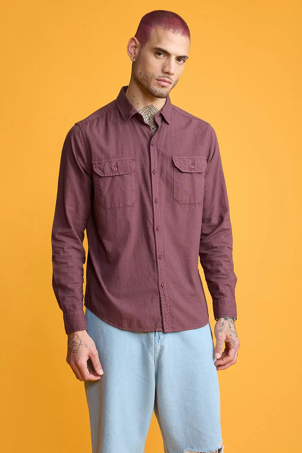 Blaze Plum Solid Men's Shirt