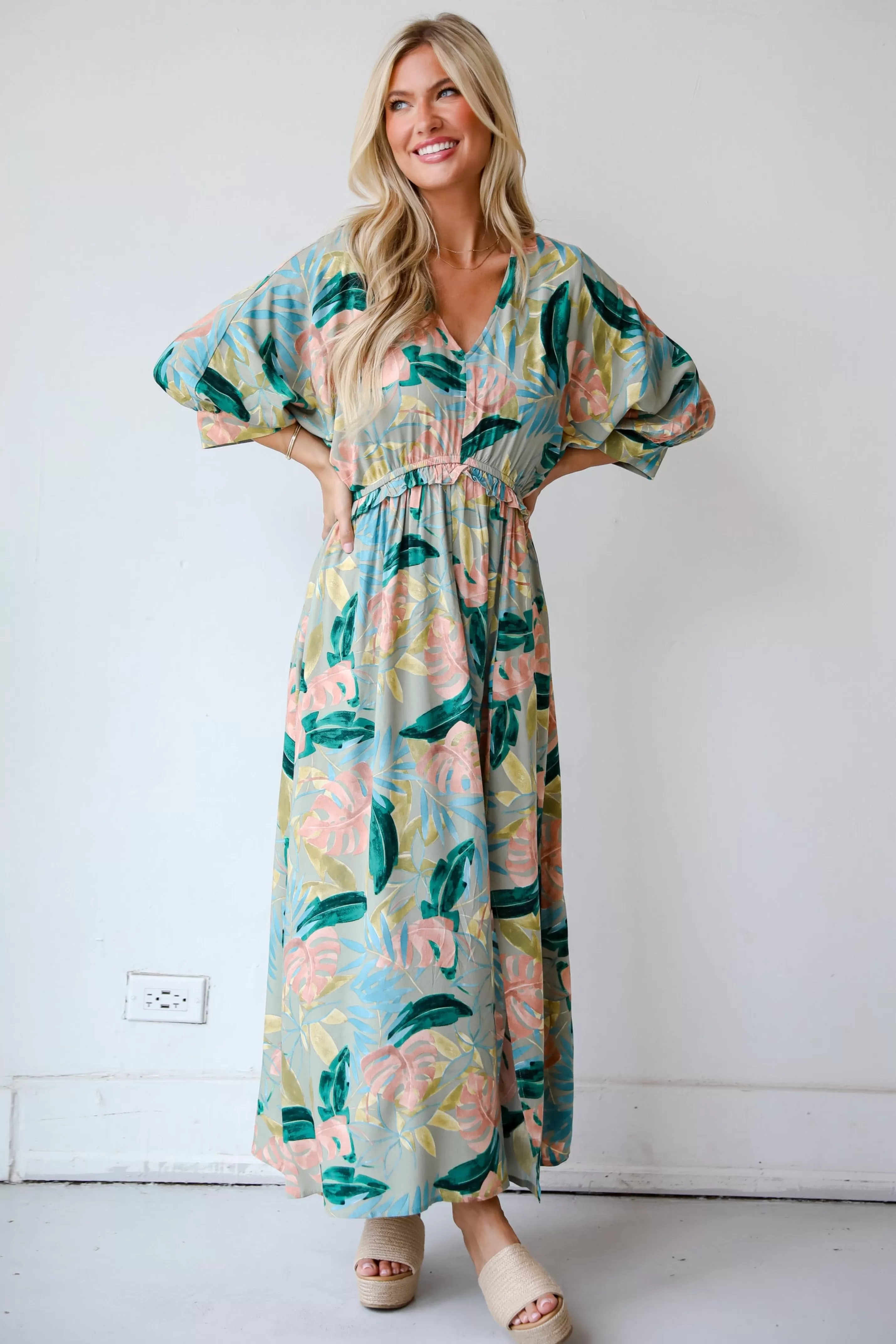 Bound For Paradise Sage Maxi Dress