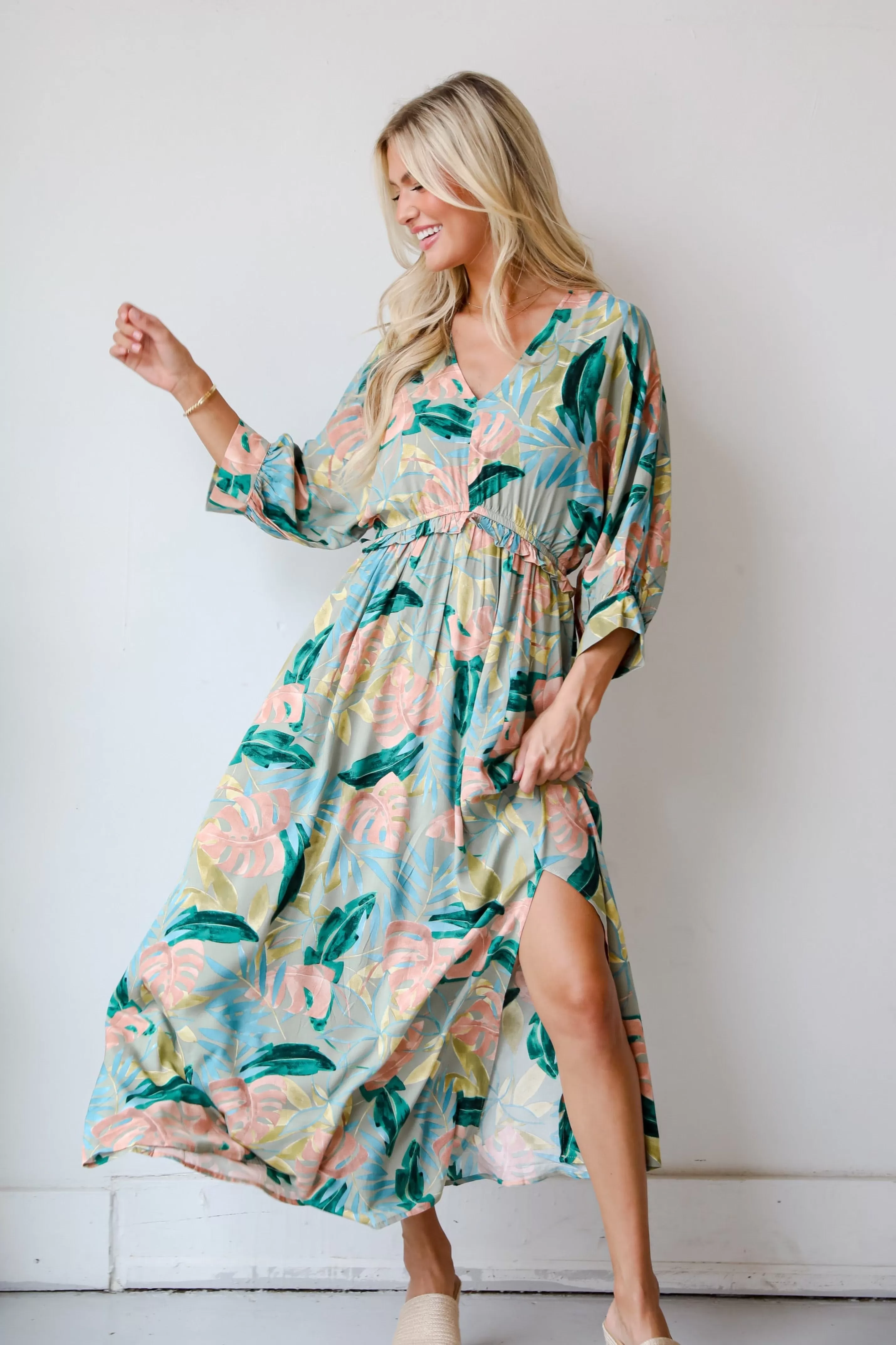 Bound For Paradise Sage Maxi Dress