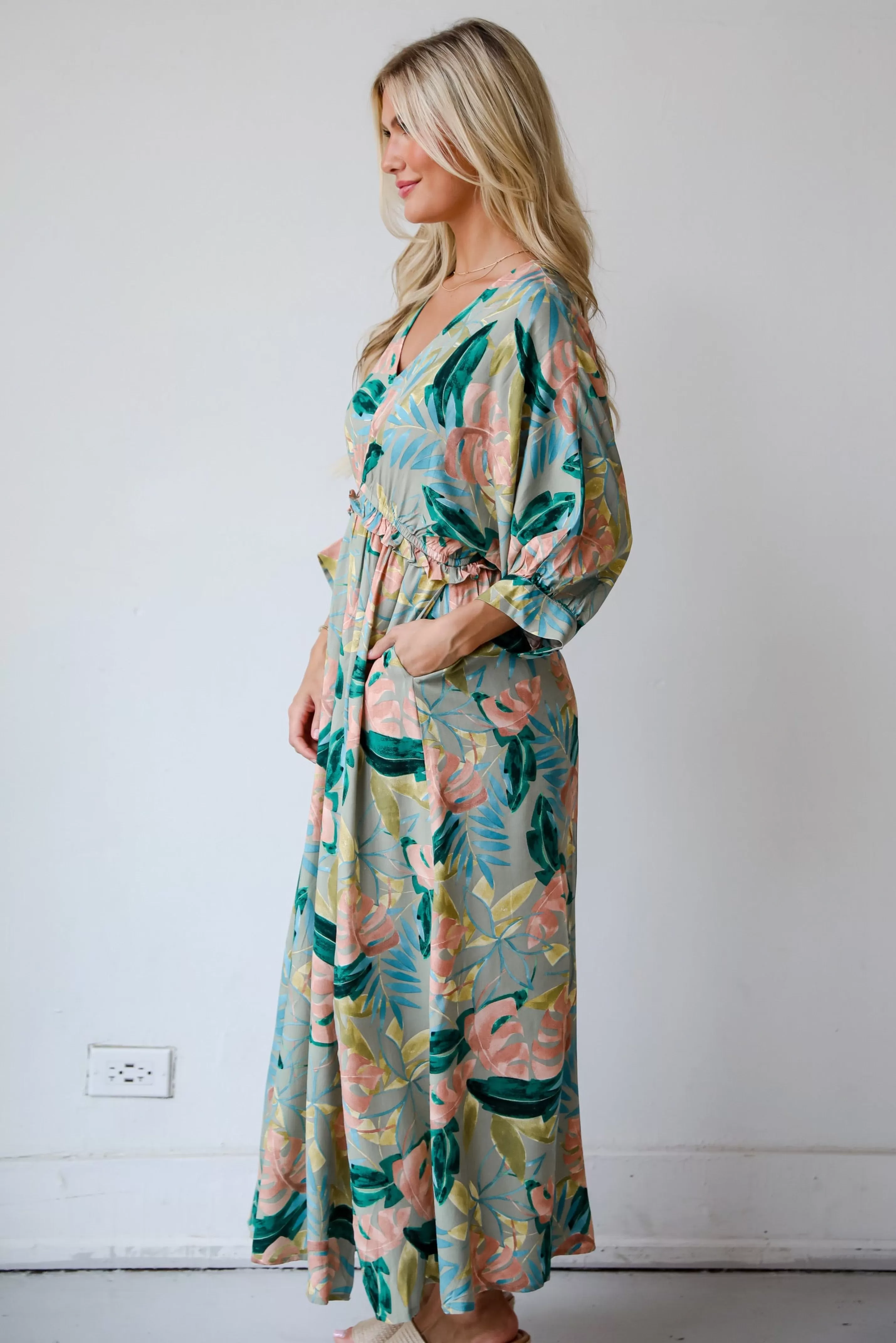 Bound For Paradise Sage Maxi Dress